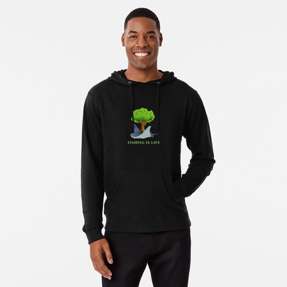 Fishing is life black hoodie sweater